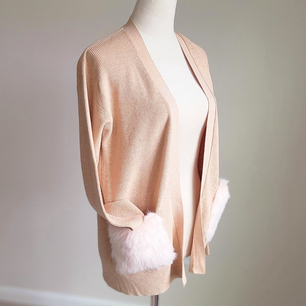 NWT Crewcuts Girls Long Cardigan Sweater with PINK Faux Fur Pockets 16(Girl) - Picture 13 of 13